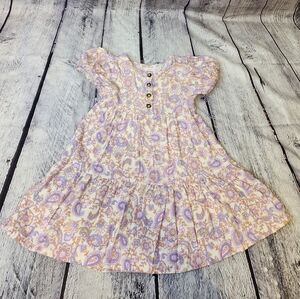 Wonder Nation 3T pink with designs dress with button front & scrunchy sleeves